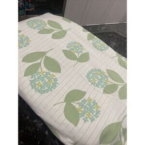 The Company Store Queen Sz Cotton Duvet Cover. Yellow Green Floral Reversible